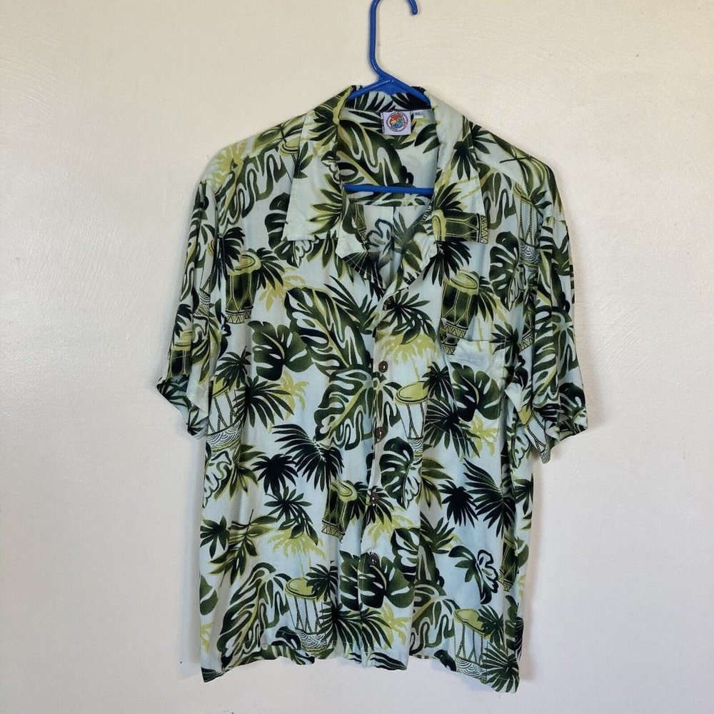 Vintage Makai Beach Hawaii XXL Green Rayon Short Sleeve Men’s Shirt